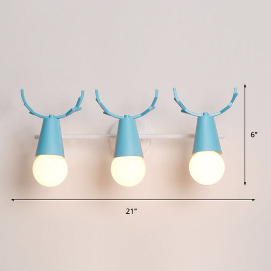 Nordic Metal Adjustable Wall Mount Vanity Light For Bedrooms With Deer Design 3 / Blue