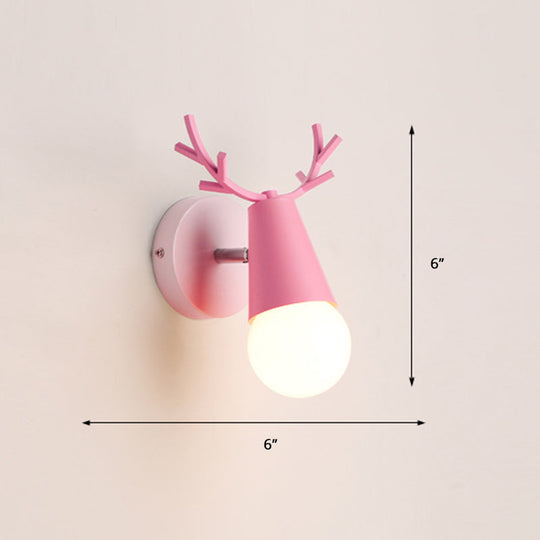 Nordic Metal Adjustable Wall Mount Vanity Light For Bedrooms With Deer Design 1 / Pink