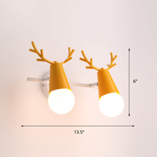 Nordic Metal Adjustable Wall Mount Vanity Light For Bedrooms With Deer Design 2 / Yellow