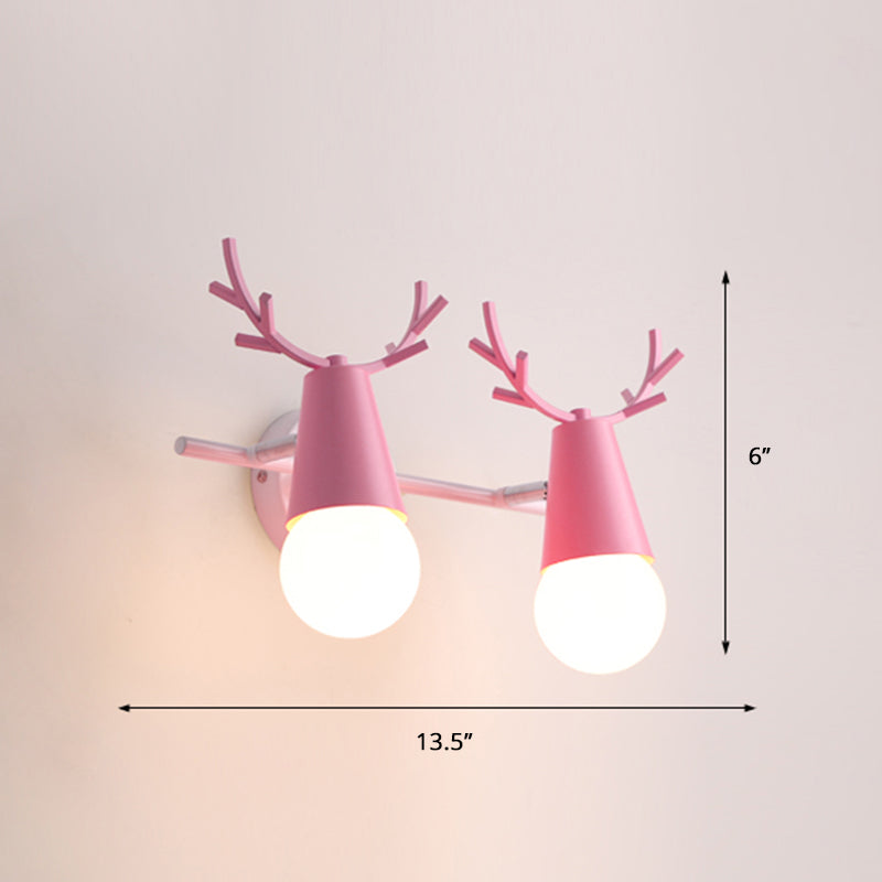 Nordic Metal Adjustable Wall Mount Vanity Light For Bedrooms With Deer Design 2 / Pink