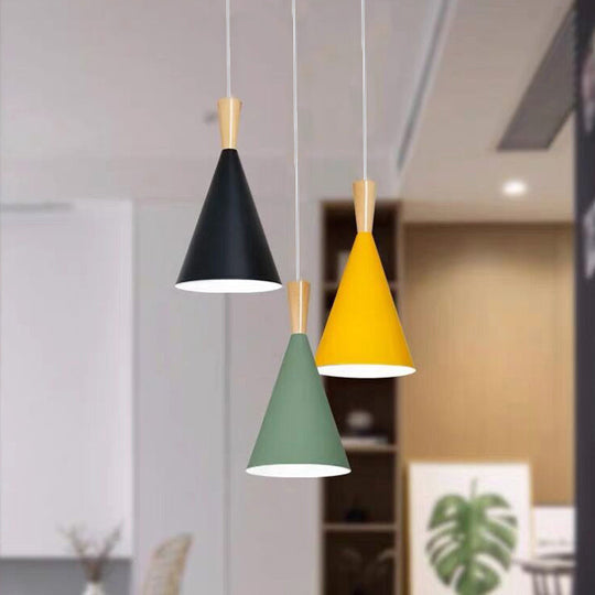 Metallic Macaron Cone Pendant - 1-Light Restaurant Lighting Fixture