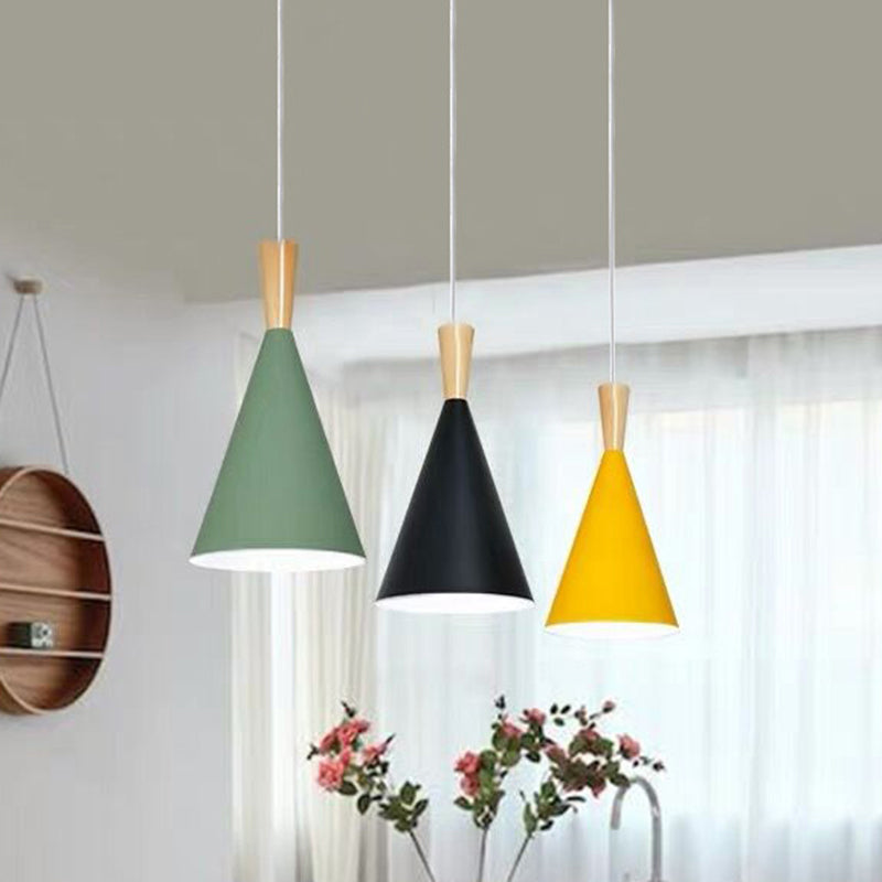 Metallic Macaron Cone Pendant - 1-Light Restaurant Lighting Fixture