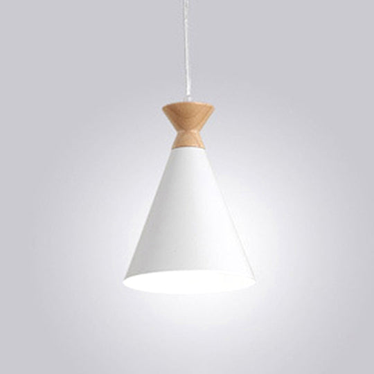 Conical Drop Pendant Ceiling Light With 1 Bulb Macaron Style For Living Rooms White