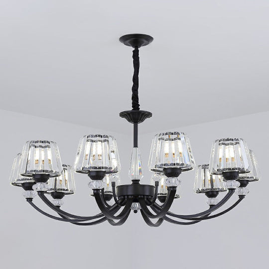 Minimalist Crystal Black Chandelier With Arched Suspension Arm 10 /