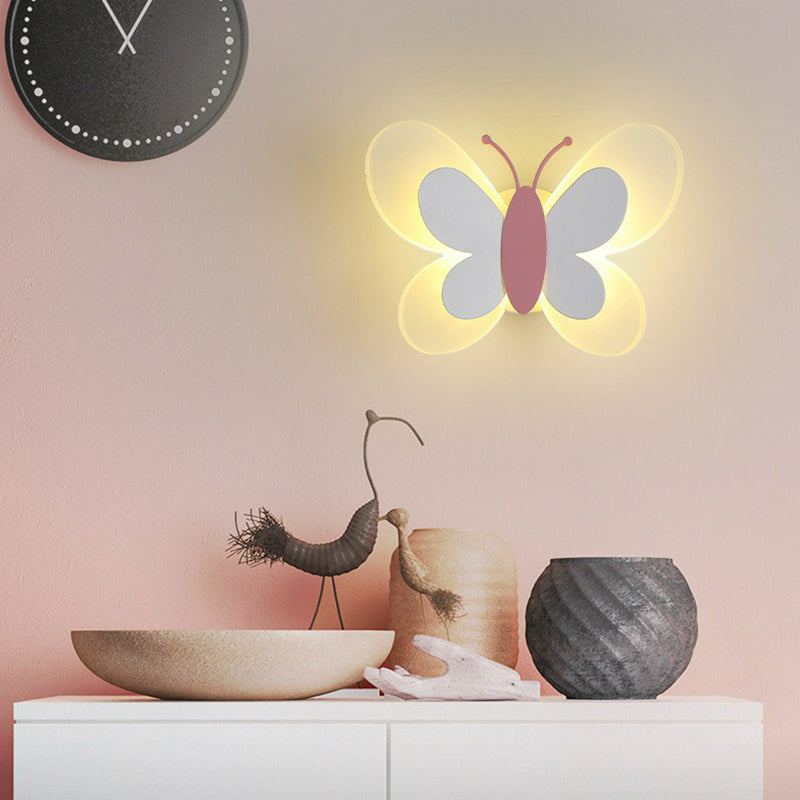 Childrens Bedroom Butterfly Wall Mounted Led Lamp - Decorative Acrylic Sconce Light White /