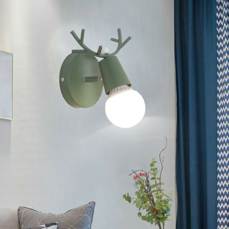 Modern Antler Wall Mounted Reading Light With Nordic Metal Finish And Pivot Joint Green