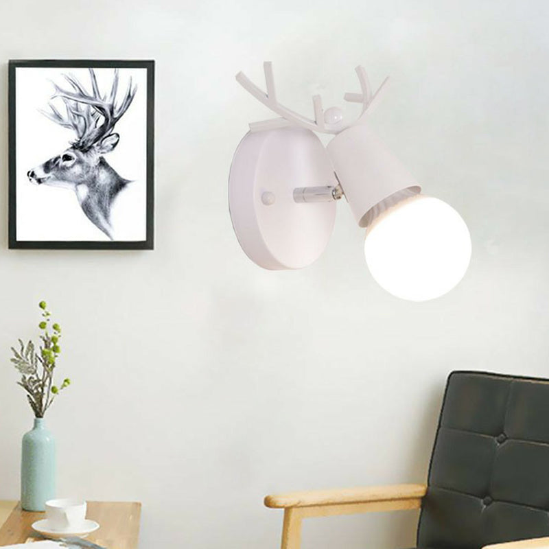 Modern Antler Wall Mounted Reading Light With Nordic Metal Finish And Pivot Joint White