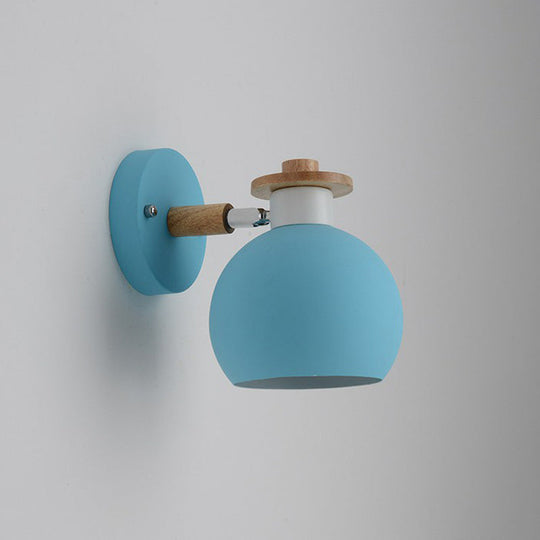 Iron Swivel Shade Reading Lamp - Macaron Wall Lighting For Childrens Bedroom Blue / Globe