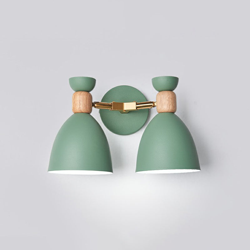 Nordic Wall Mounted 2-Head Reading Light With Metal Shade - Perfect For Bedroom Green / Oval