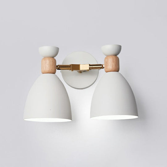 Nordic Wall Mounted 2-Head Reading Light With Metal Shade - Perfect For Bedroom White / Oval