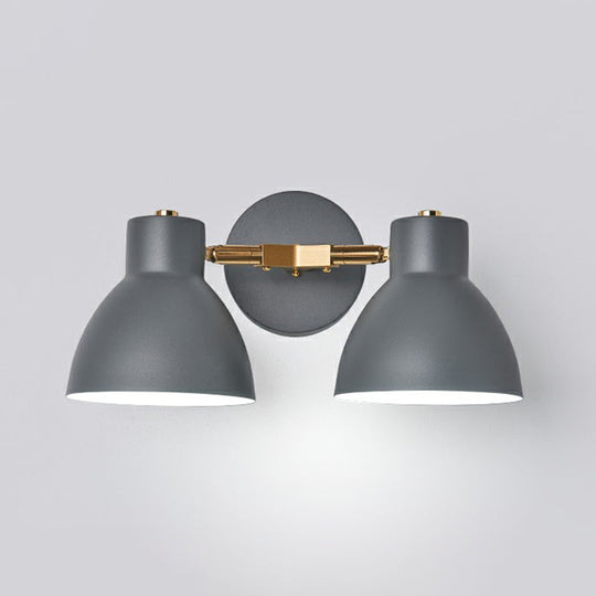 Nordic Wall Mounted 2-Head Reading Light With Metal Shade - Perfect For Bedroom Grey / Wide Flare
