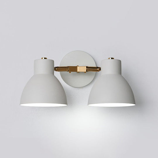 Nordic Wall Mounted 2-Head Reading Light With Metal Shade - Perfect For Bedroom White / Wide Flare