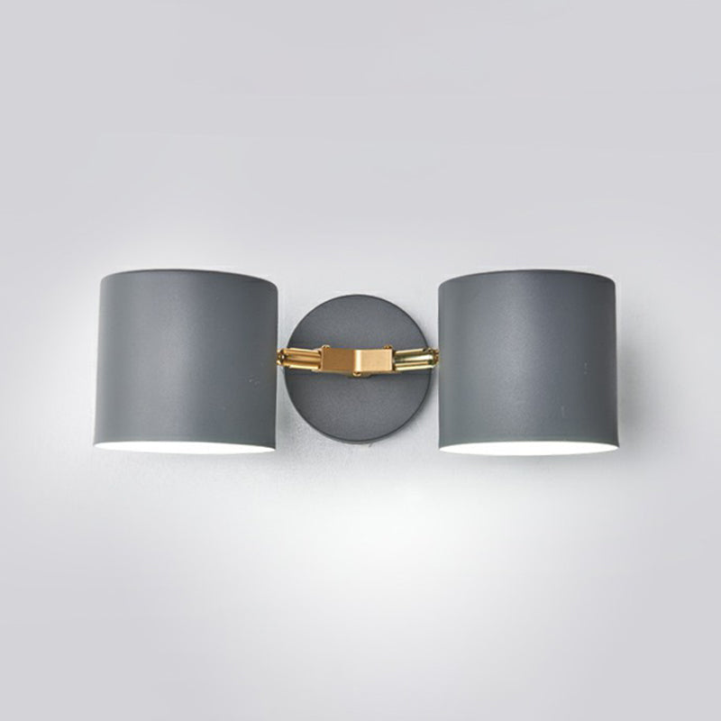 Nordic Wall Mounted 2-Head Reading Light With Metal Shade - Perfect For Bedroom Grey / Cylinder