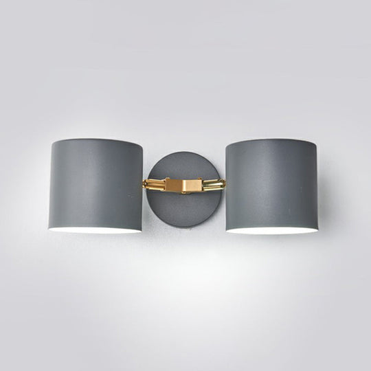 Nordic Wall Mounted 2-Head Reading Light With Metal Shade - Perfect For Bedroom Grey / Cylinder