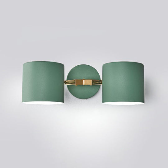 Nordic Wall Mounted 2-Head Reading Light With Metal Shade - Perfect For Bedroom Green / Cylinder