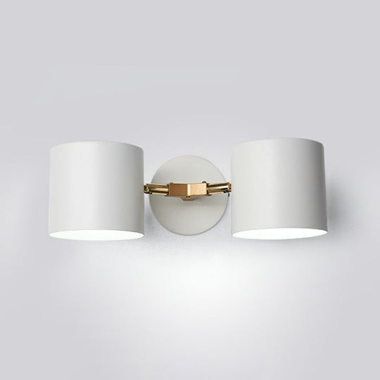 Nordic Wall Mounted 2-Head Reading Light With Metal Shade - Perfect For Bedroom White / Cylinder
