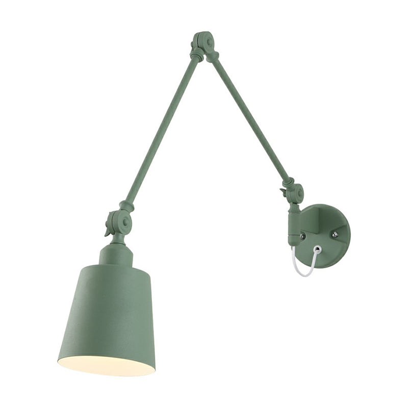 Swing Arm Nordic Metal Wall Sconce - Tapered Task Light For Living Room