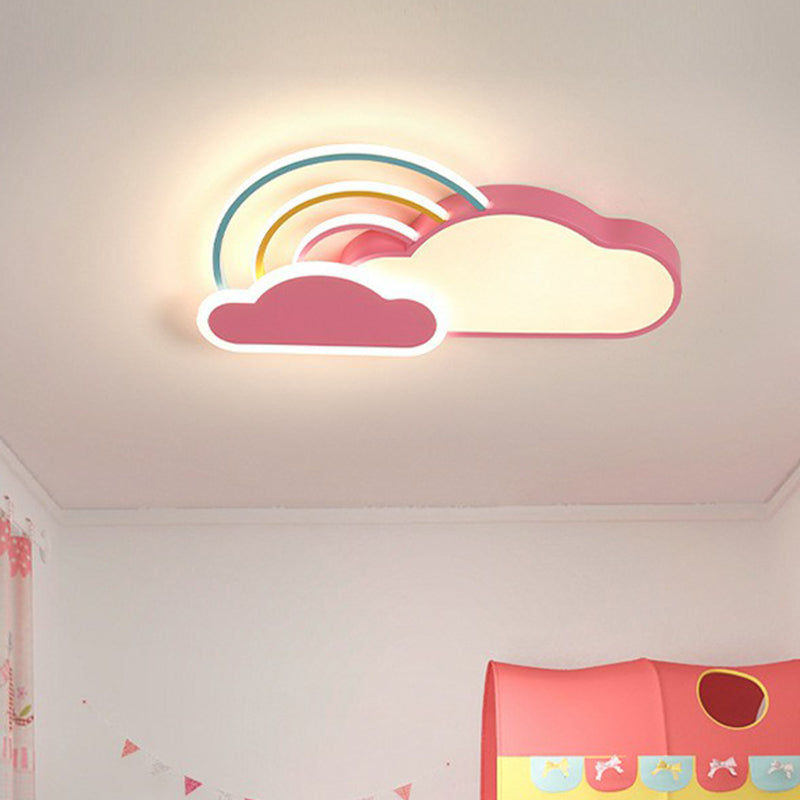 Kindergarten Ceiling Mount Led Light With Cloud And Rainbow Cartoon Design Pink / 19.5’ Third Gear