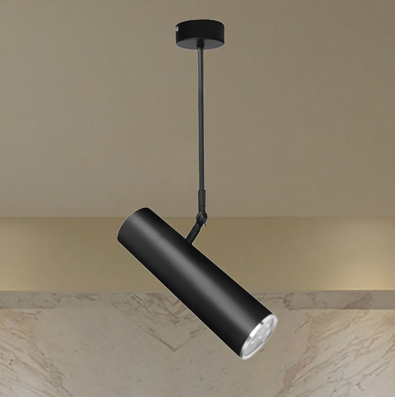 Adjustable Cylinder Led Pendant Light In Black: Warm/White 11’/19’ Height