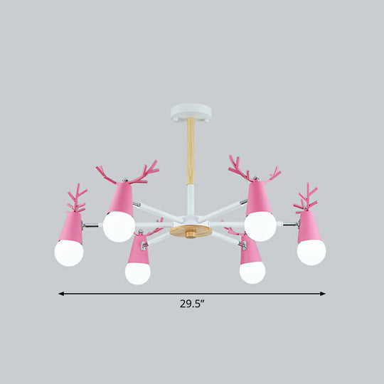 Nordic Style Swivel Chandelier Light - Metal Pendant Fixture For Living Room 6 / Pink