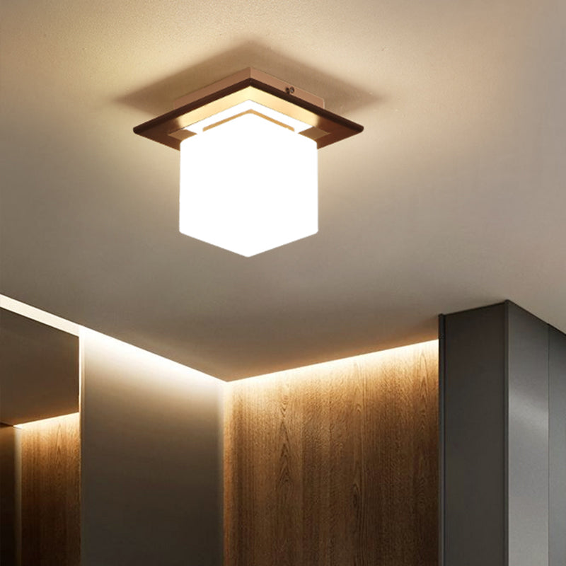 Geometric Flush Mount Ceiling Light Fixture - Modern Wooden Design (1 - Light Brown)