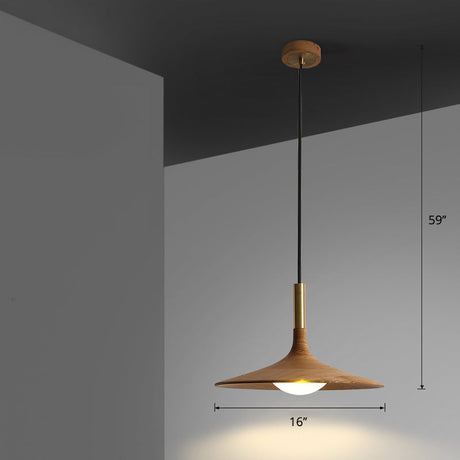 Minimalist Wooden Trumpet Pendant Led Light For Tea Room Wood / 16