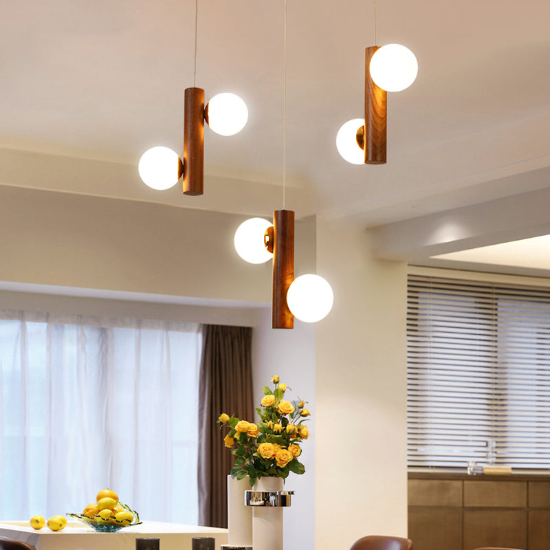 Nordic Opal Glass Ball Pendant Light - Modern Hanging Fixture For Dining Room 6 / Brown