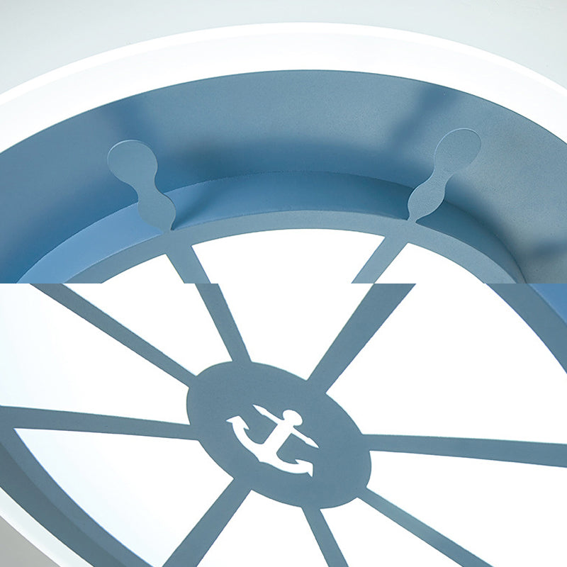 Nautical Flush Ceiling Light With Anchor Design For Bathroom Or Bedroom