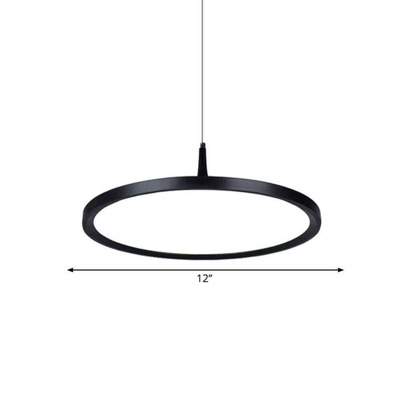 Led Office Pendant Lamp - Modern Simplicity White/Black Ceiling Light Fixture In Multiple Sizes