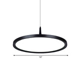 Led Office Pendant Lamp - Modern Simplicity White/Black Ceiling Light Fixture In Multiple Sizes