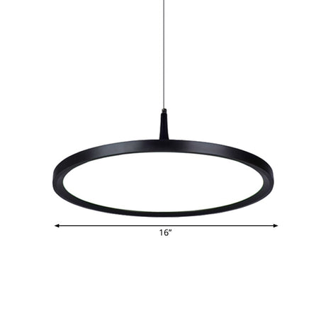 Led Office Pendant Lamp - Modern Simplicity White/Black Ceiling Light Fixture In Multiple Sizes