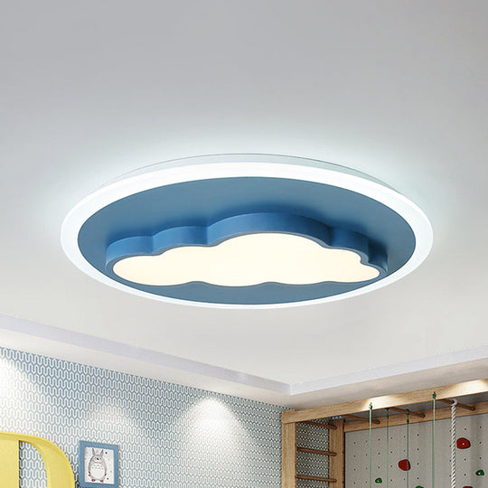 Nordic Cloud Metal Ceiling Lamp - Flush Mount For Childs Bedroom Blue / Warm
