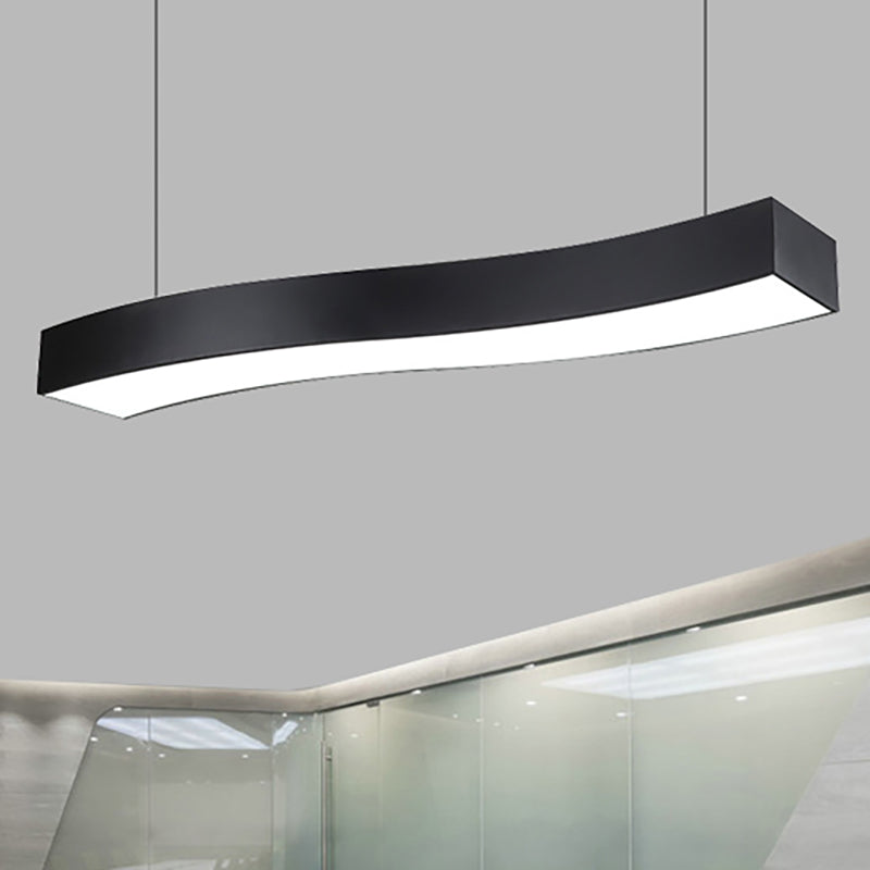 Modern Led Metal Wave Pendant Lamp With Recessed Diffuser - Black Multiple Sizes Available