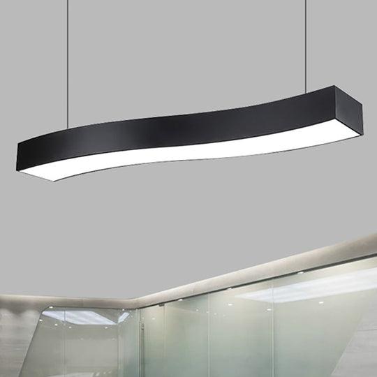 Modern Led Metal Wave Pendant Lamp With Recessed Diffuser - Black Multiple Sizes Available