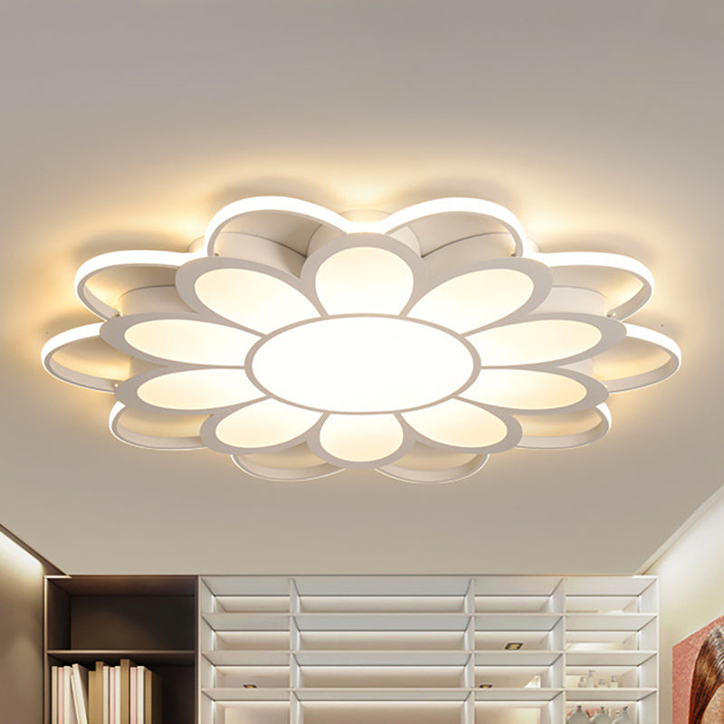 Contemporary Led Ceiling Light: 20.5/27/31.5 Dia White Metal Flush Mount Fixture For Living Room