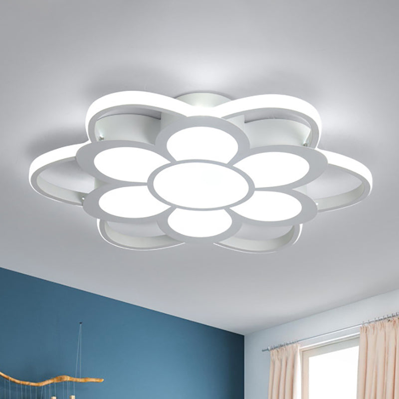 Contemporary Led Ceiling Light: 20.5/27/31.5 Dia White Metal Flush Mount Fixture For Living Room