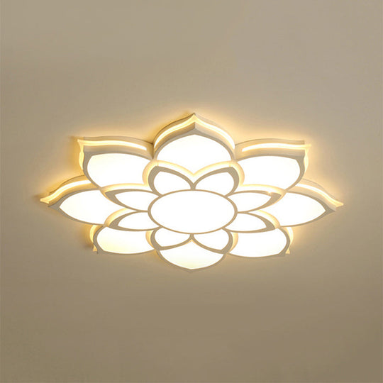 Modern Metal Flower Flush Mount Ceiling Light Led Integrated White Warm/White Various Sizes
