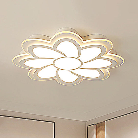 Modern Flower Metal Ceiling Light With Led Acrylic Diffuser Warm/White 16.5/20.5/24.5 Dia