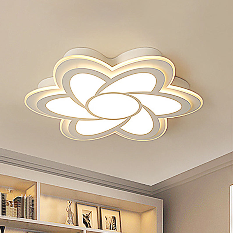 Modern Flower Metal Ceiling Light With Led Acrylic Diffuser Warm/White 16.5’/20.5’/24.5’ Dia