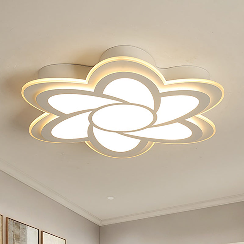 Modern Flower Metal Ceiling Light With Led Acrylic Diffuser Warm/White 16.5/20.5/24.5 Dia