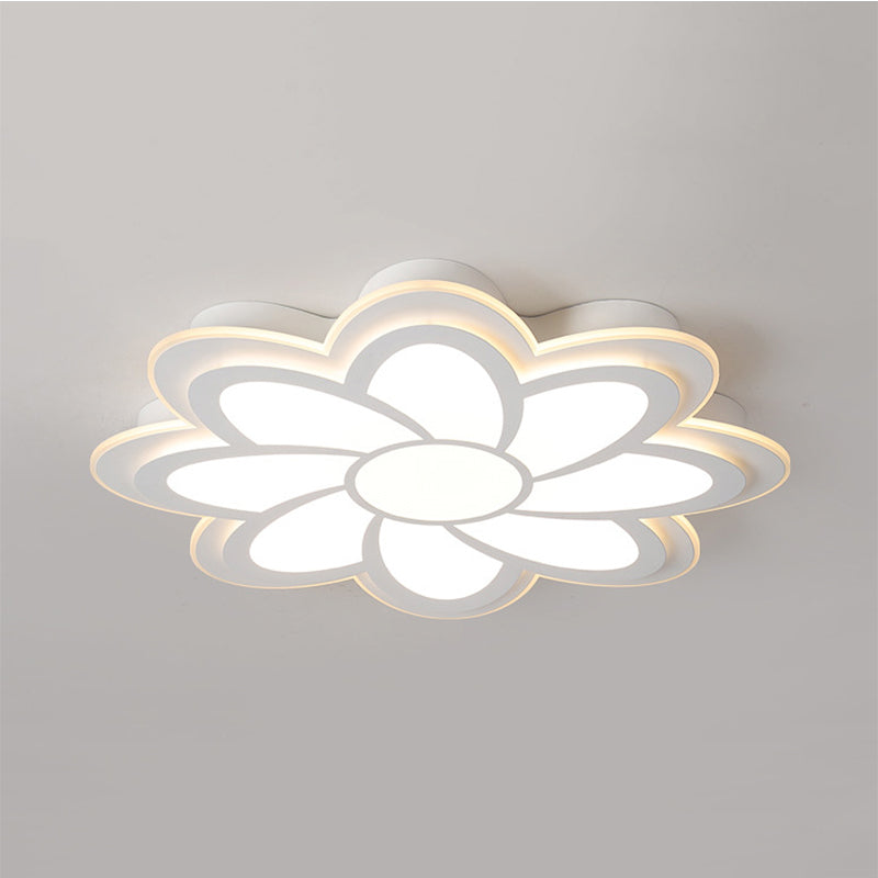 Modern Flower Metal Ceiling Light With Led Acrylic Diffuser Warm/White 16.5/20.5/24.5 Dia