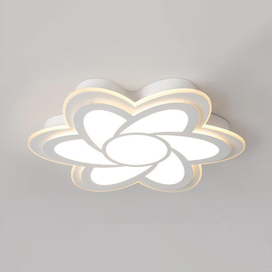 Modern Flower Metal Ceiling Light With Led Acrylic Diffuser Warm/White 16.5’/20.5’/24.5’ Dia