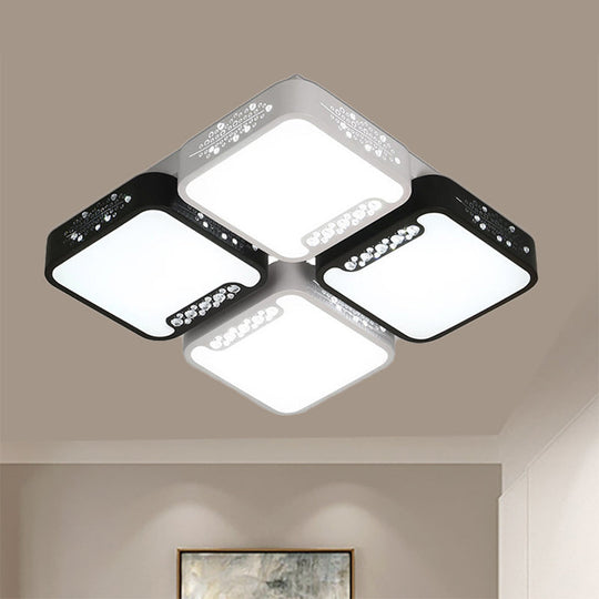 Contemporary Acrylic Flush Pendant Light - Led Black Ceiling Mount For Living Room