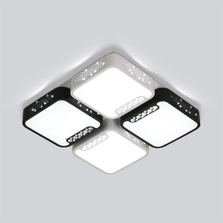 Contemporary Acrylic Flush Pendant Light - Led Black Ceiling Mount For Living Room