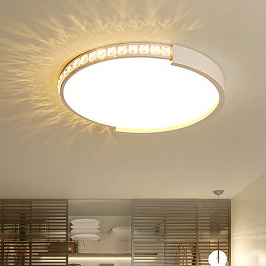 16/19.5/20.5 Wide Crystal Led Flush Mount Ceiling Light For Bedroom And Living Room White / 16.5