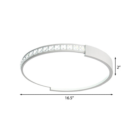 16/19.5/20.5 Wide Crystal Led Flush Mount Ceiling Light For Bedroom And Living Room