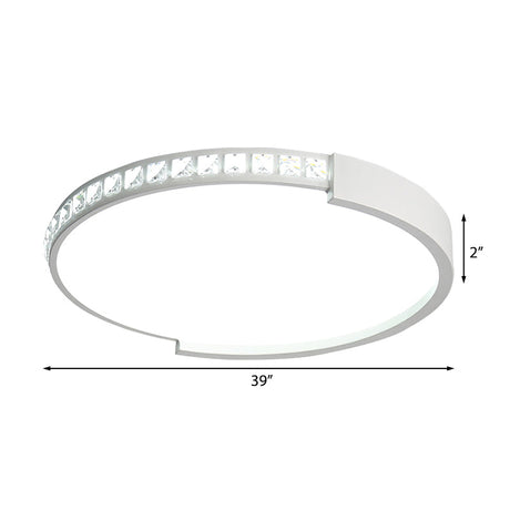 16/19.5/20.5 Wide Crystal Led Flush Mount Ceiling Light For Bedroom And Living Room