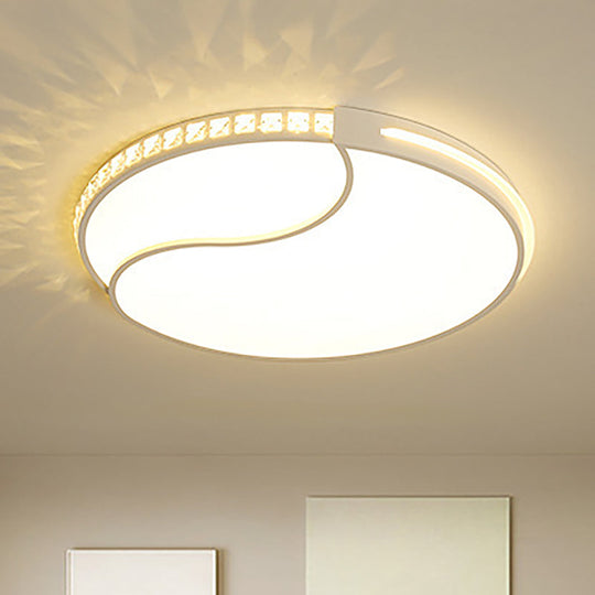 Crystal Circular Flush Mount Led Ceiling Light Fixture - 16.5’/20.5’/24.5’ Wide Contemporary