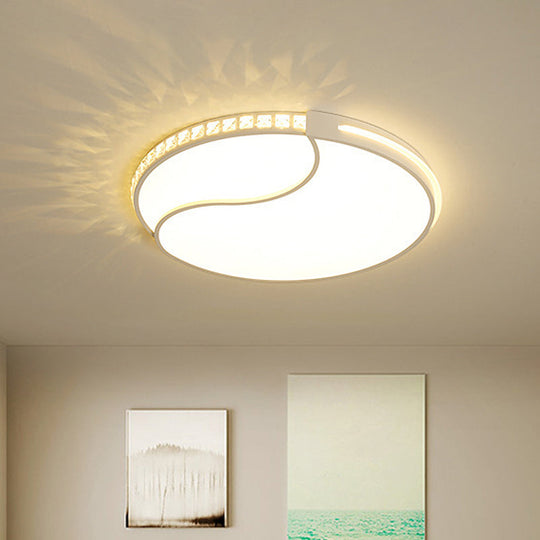 Crystal Circular Flush Mount Led Ceiling Light Fixture - 16.5’/20.5’/24.5’ Wide Contemporary
