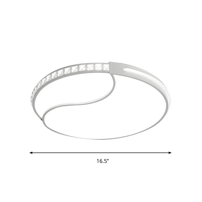 Crystal Circular Flush Mount Led Ceiling Light Fixture - 16.5’/20.5’/24.5’ Wide Contemporary